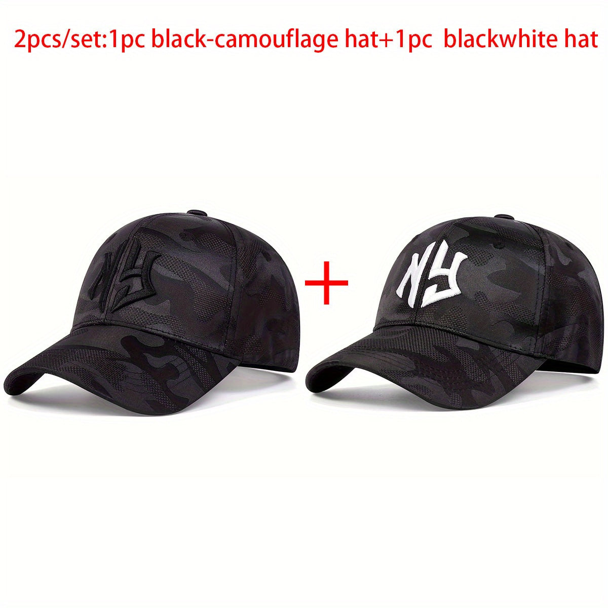 2pcs AR Brand NG Letter Embroidered Camouflage Baseball Caps, Lightweight Polyester, Adjustable Outdoor Sport Sunscreen Hats, All-Season Woven Leisure Caps, Hand Wash Only, for Travel, Beach & Tourism