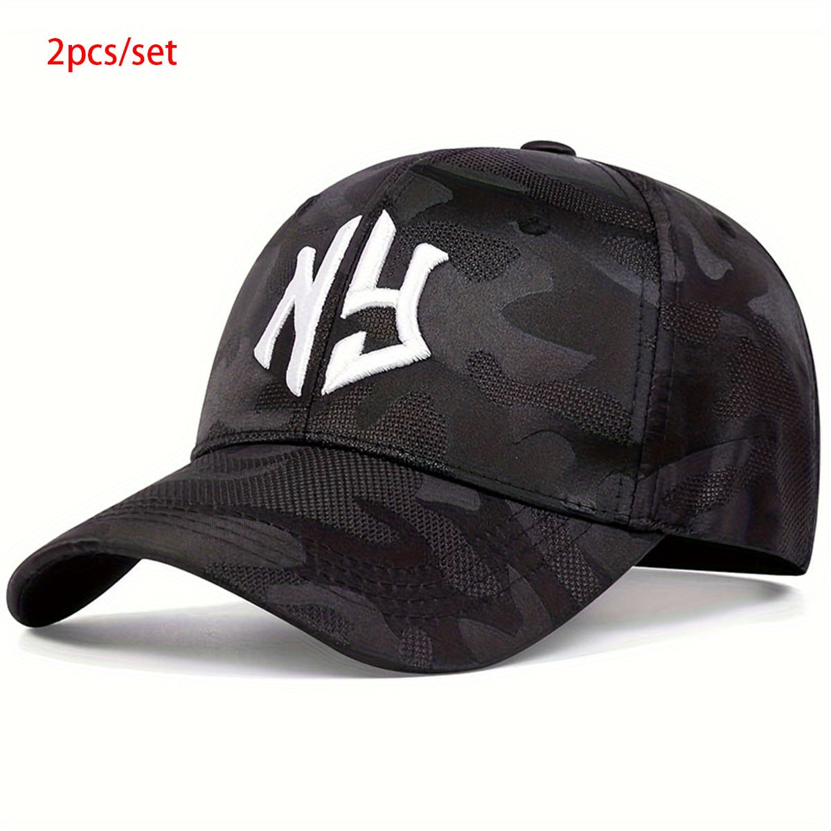 2pcs AR Brand NG Letter Embroidered Camouflage Baseball Caps, Lightweight Polyester, Adjustable Outdoor Sport Sunscreen Hats, All-Season Woven Leisure Caps, Hand Wash Only, for Travel, Beach & Tourism