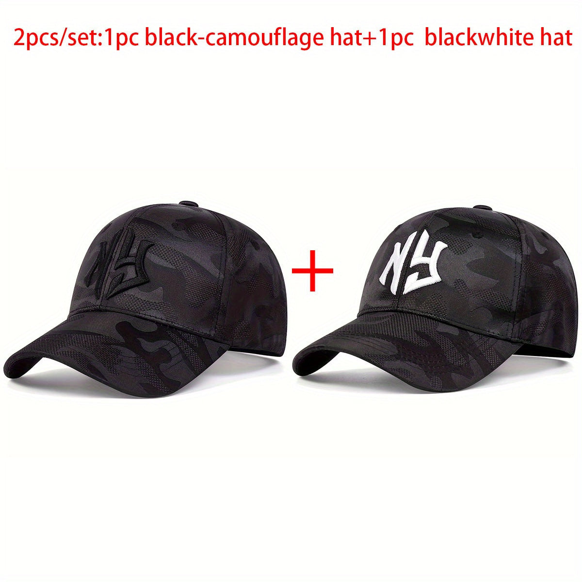 2pcs Set Women'S NG Letter Embroidered Camo Baseball Cap, Lightweight Polyester, Adjustable Outdoor Sport Hat, All-Season Woven Leisure Cap, with Hand Wash Only, for Travel, Beach & Tourism