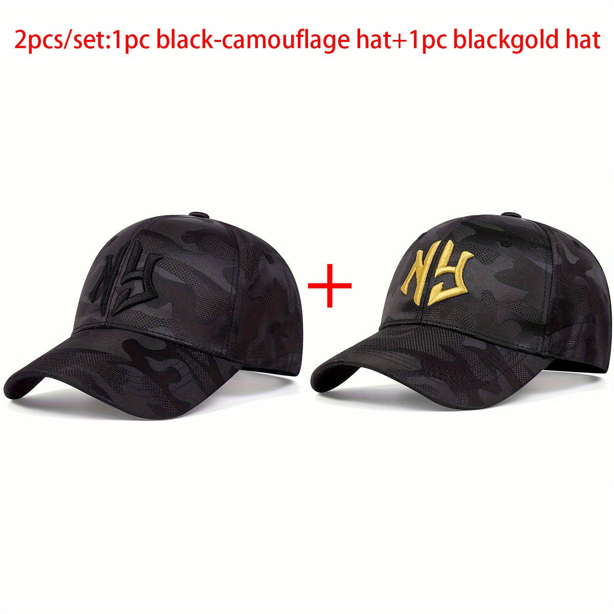 2pcs Set Women'S NG Letter Embroidered Camo Baseball Cap, Lightweight Polyester, Adjustable Outdoor Sport Hat, All-Season Woven Leisure Cap, with Hand Wash Only, for Travel, Beach & Tourism