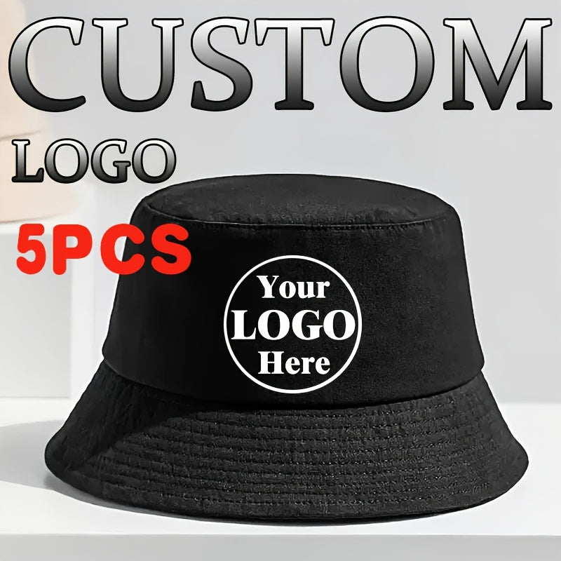 5pcs Customizable Men'S Bucket Hats - Personalized Design, Comfortable & Durable, Perfect for Outdoor Activities, Adjustable Fit, Breathable Fabric, Hand Wash Only, Outdoor Accessories | Adjustable Bucket Hat | Durable Hat