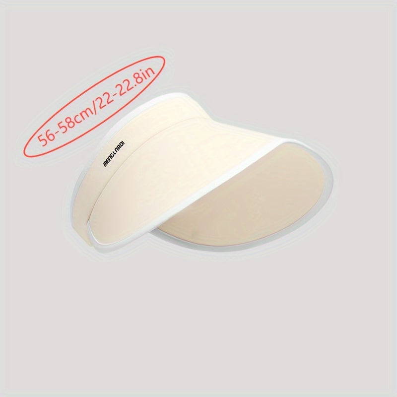 Adjustable Fashion Visor Cap - Large Brim, Sun Protection Hat for Outdoor Cycling & Travel, Empty Top Design, Polyester, Stylish Black & White Options