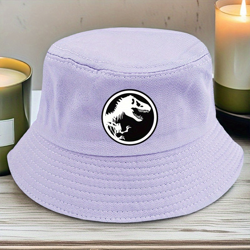 1pc Dinosaur Bone Print Bucket Hat, All-Season Lightweight Polyester Fisherman Cap with Toggle Closure, Machine Washable, Fitted Design - Multiple Colors Available