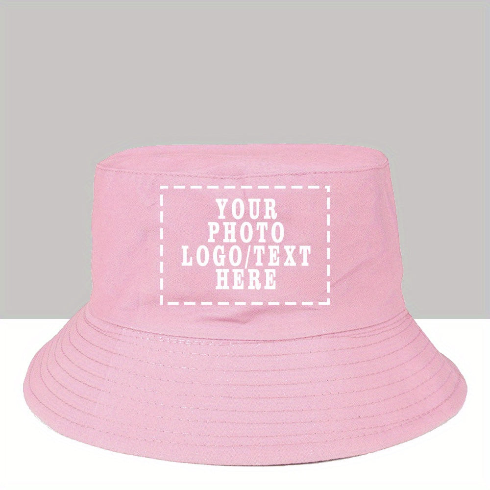 1pc Customizable Women'S Bucket Hat with Photo & Text - Lightweight, Durable Woven Material, Perfect for Outdoor Activities, Adjustable Fit for Hiking & Beach Wear, Beach Accessories
