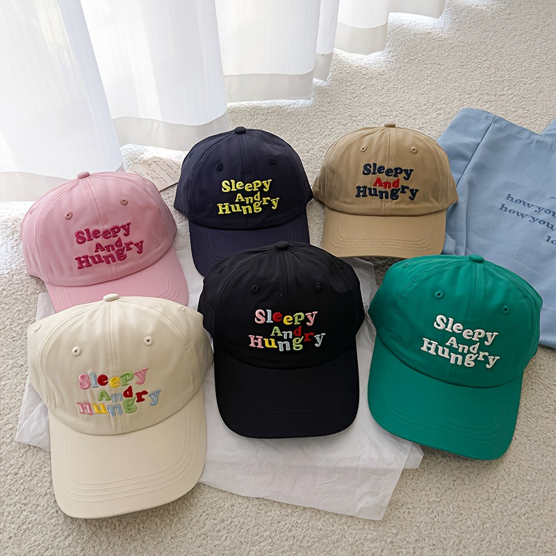 1pc Women's Colorful Letter Embroidered Baseball Cap - Adjustable, Moisture-Wicking Polyester Hat for Independence Day & Casual Attire, Korean Style with \