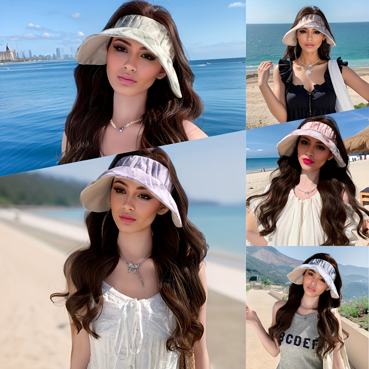 1pc 2025 Spring\u002FSummer New Printed Open-Top Sun Visor Hat Adjustable Fisherman Hat and Beauty Suitable for Beach Walking Vacation Trave
