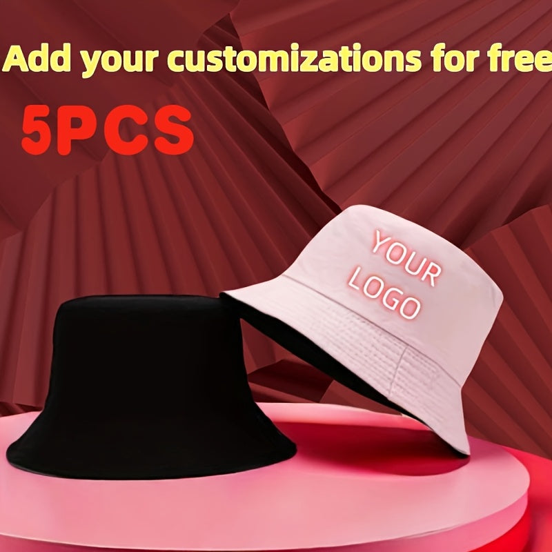 5pcs Customizable Men'S Bucket Hats - Personalized Design, Comfortable & Durable, Perfect for Outdoor Activities, Adjustable Fit, Breathable Fabric, Hand Wash Only, Outdoor Accessories | Adjustable Bucket Hat | Durable Hat