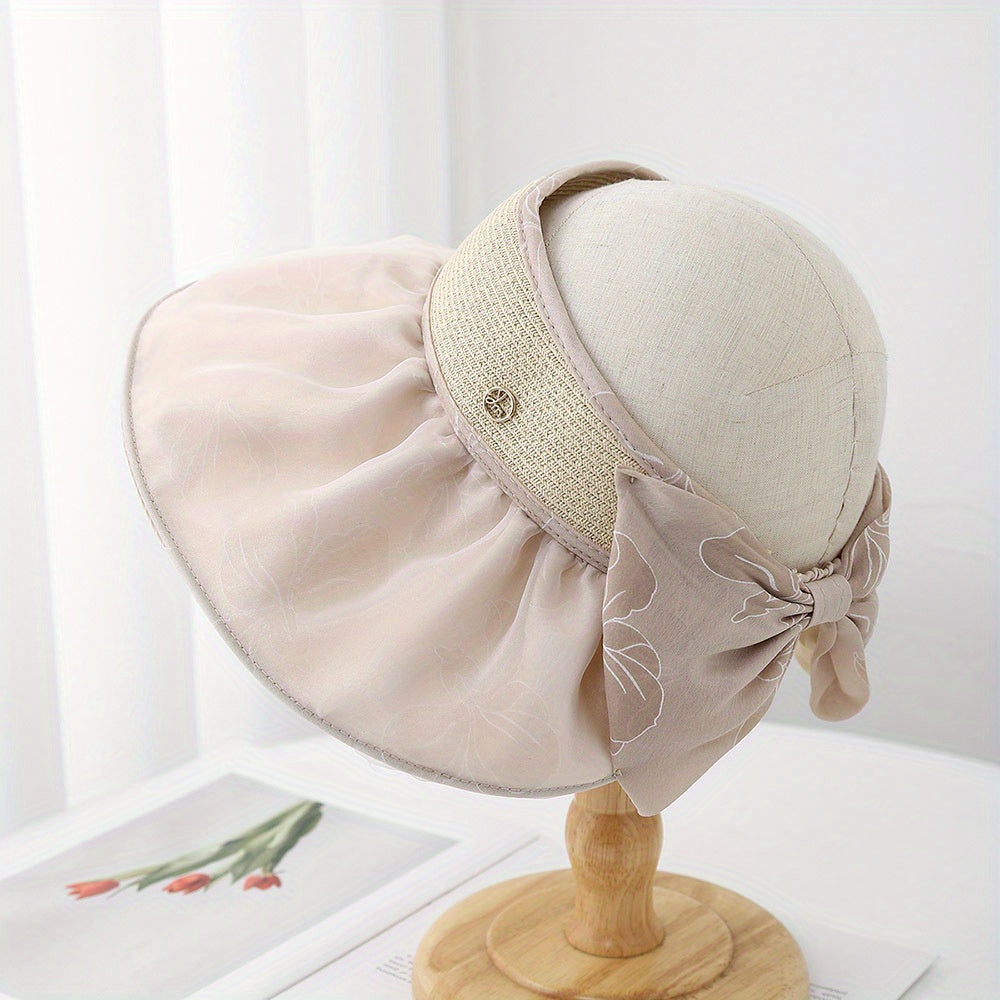 Elegant French-Inspired Visor Hats for Women - Lightweight, Wide-Brimmed Straw Caps with Ribbon Accents, Perfect for Summer, Beach, and Casual Attire, Beach Accessories | Stylish Headwear | Lightweight Hat