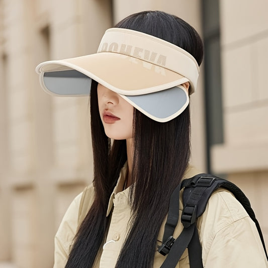 Durable Build, Women'S Summer Sun Visor Hat - Classic Color Block, Breathable & Comfortable, Wide Brim for, Ideal for Outdoor Travel & Beach Vacations, Fashionable Gift Ide