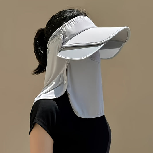 3-in-1 Sun Visor Hat 3-in-1 Women's Full Face Sun Protection Visor Hat | Soft Ice Fabric, Breathable & Comfortable | Durable UV Shield for Outdoor Sports, Golf, and Casual Wear, Solid Gray
