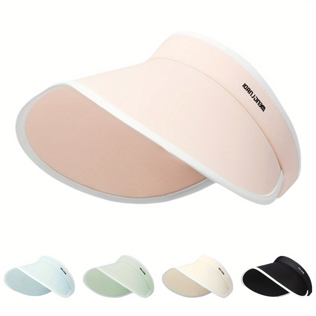 Adjustable Fashion Visor Cap - Large Brim, Sun Protection Hat for Outdoor Cycling & Travel, Empty Top Design, Polyester, Stylish Black & White Options
