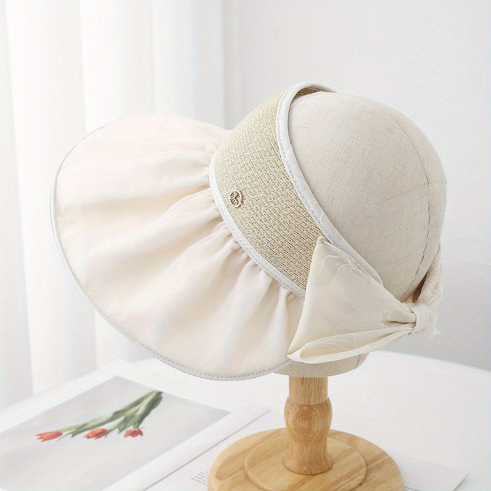 Elegant French-Inspired Visor Hats for Women - Lightweight, Wide-Brimmed Straw Caps with Ribbon Accents, Perfect for Summer, Beach, and Casual Attire, Beach Accessories | Stylish Headwear | Lightweight Hat