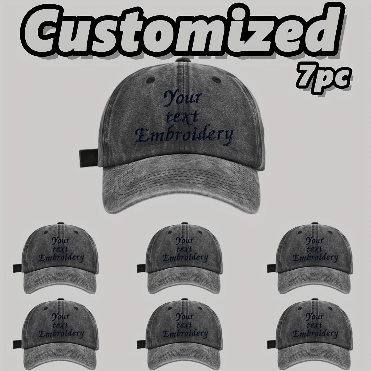 7pcs Customizable Baseball Caps with Embroidery - Adjustable, Breathable, Perfect for Parties, Camping & Weddings - Hand Wash or Dry Clean, Casual Wear Cap|Custom Embroidery Cap|Breathable Fabric Cap