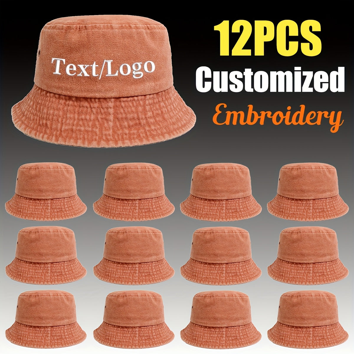 12pcs of Bucket Hats, Featuring Custom Embroidered Patterns And Letters, Breathable And Lightweight, Available in Various Colors, Suitable for Both Men And Women, Stylish Design, Perfect for Mother'S Day Gifts.