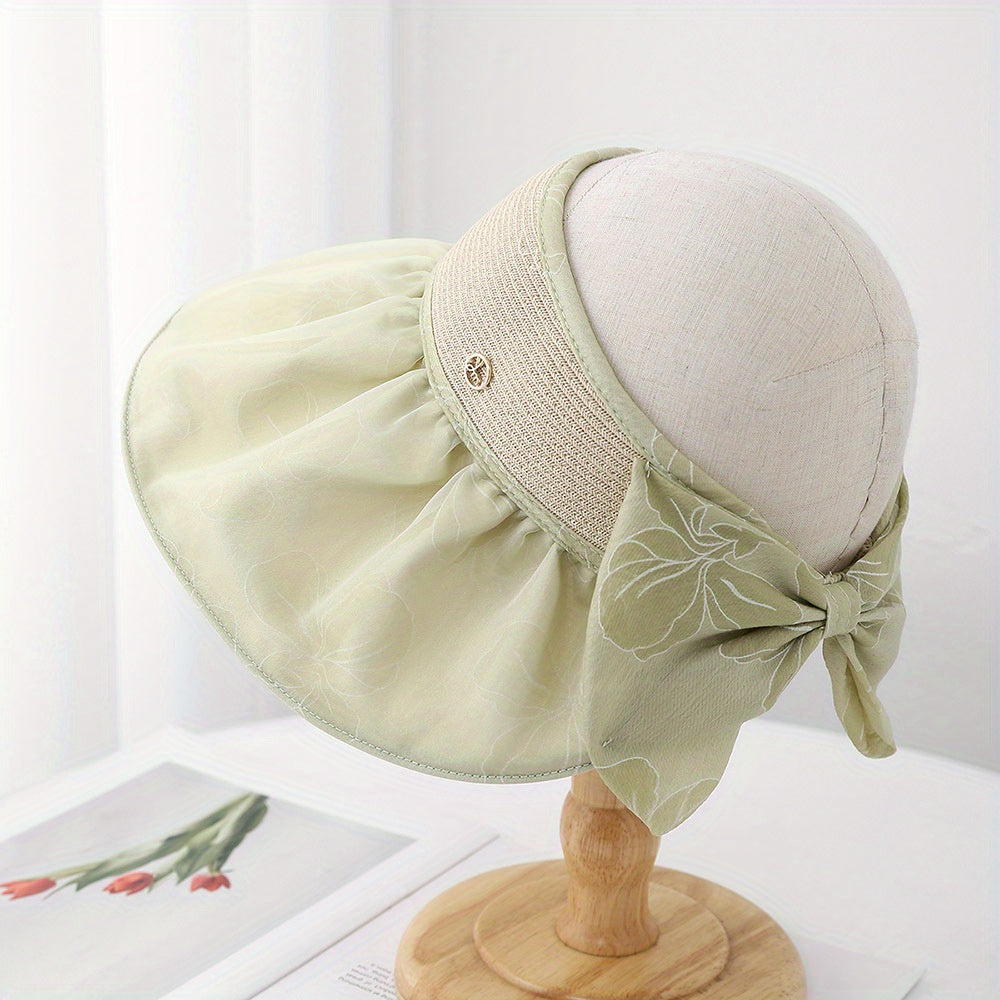 Elegant French-Inspired Visor Hats for Women - Lightweight, Wide-Brimmed Straw Caps with Ribbon Accents, Perfect for Summer, Beach, and Casual Attire, Beach Accessories | Stylish Headwear | Lightweight Hat