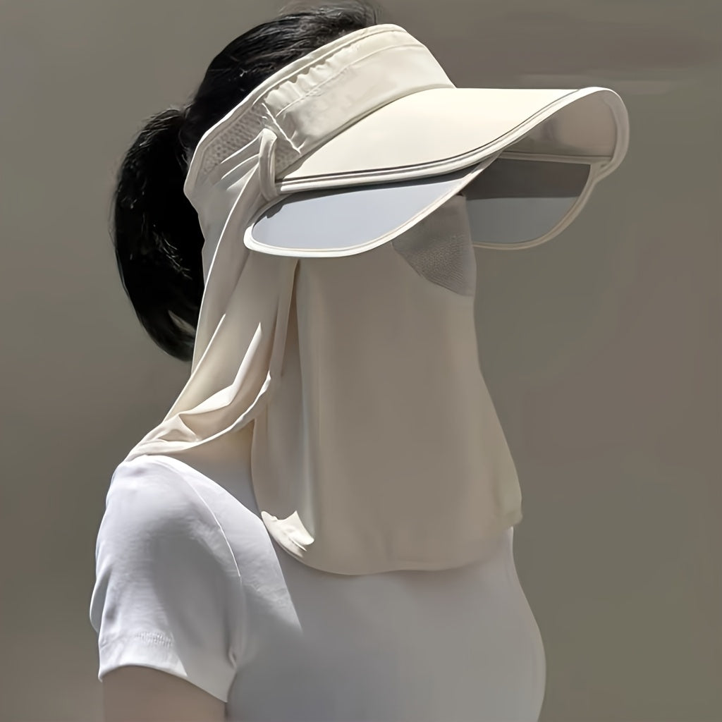 3-in-1 Sun Visor Hat 3-in-1 Women's Full Face Sun Protection Visor Hat | Soft Ice Fabric, Breathable & Comfortable | Durable UV Shield for Outdoor Sports, Golf, and Casual Wear, Solid Gray