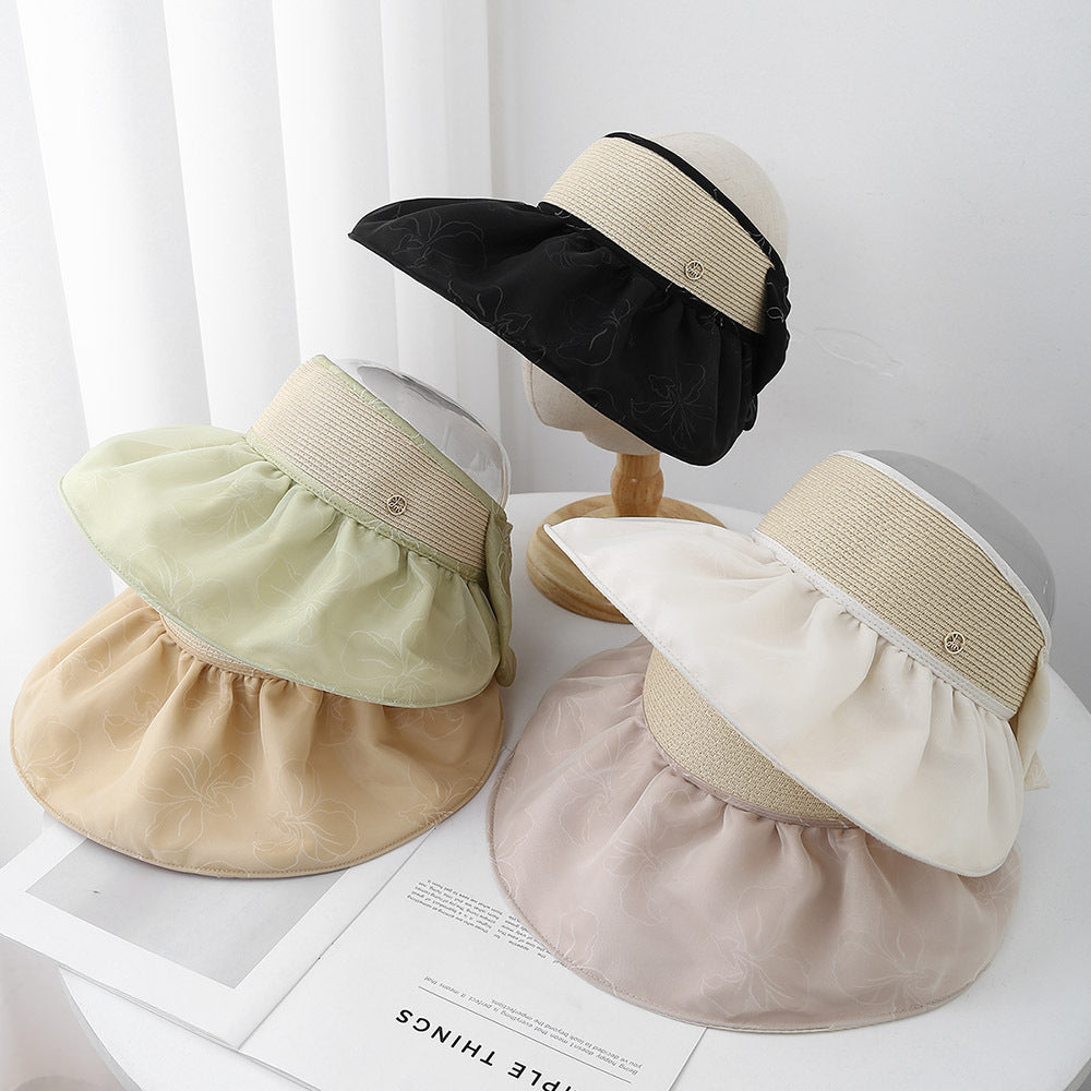 Elegant French-Inspired Visor Hats for Women - Lightweight, Wide-Brimmed Straw Caps with Ribbon Accents, Perfect for Summer, Beach, and Casual Attire, Beach Accessories | Stylish Headwear | Lightweight Hat