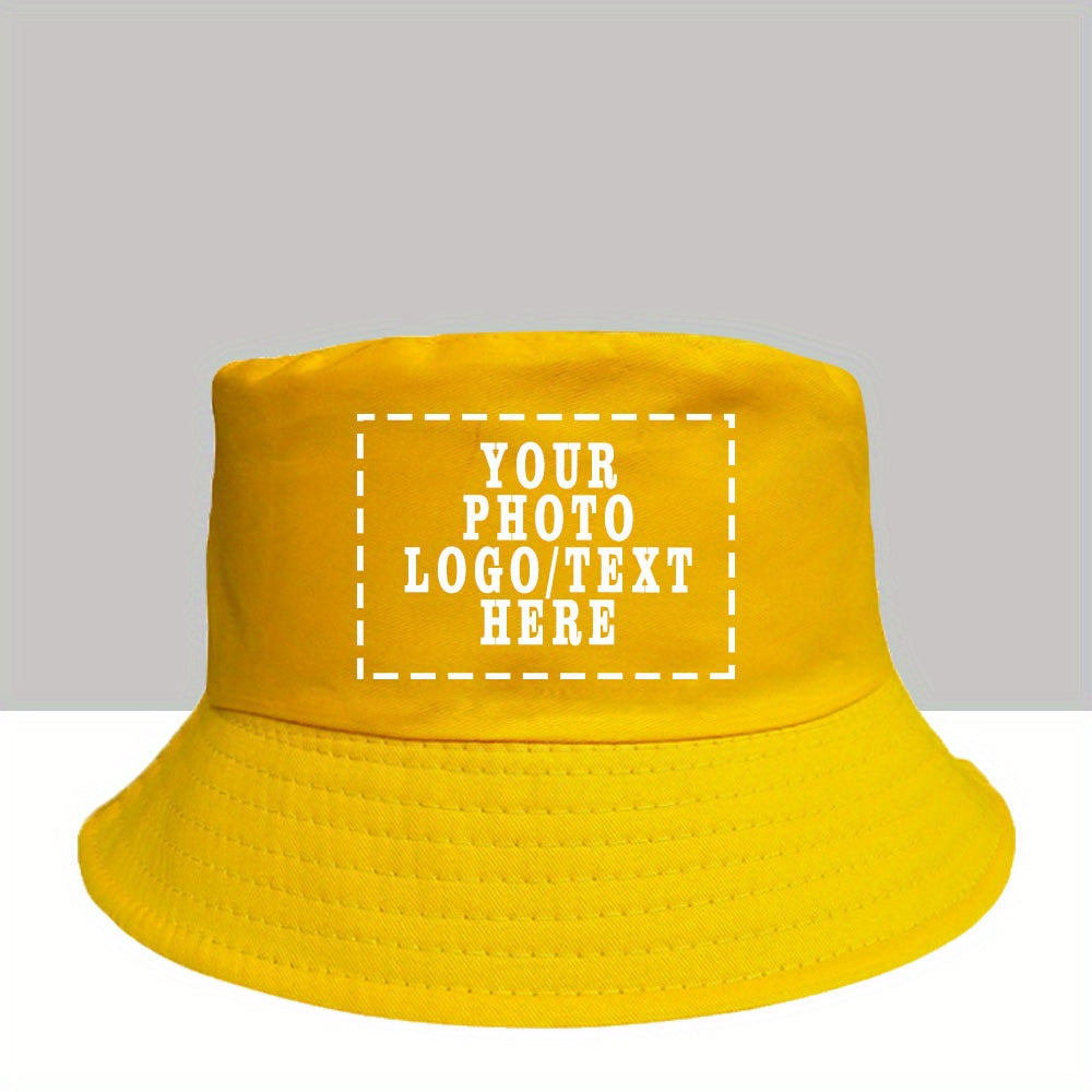 1pc Customizable Women'S Bucket Hat with Photo & Text - Lightweight, Durable Woven Material, Perfect for Outdoor Activities, Adjustable Fit for Hiking & Beach Wear, Beach Accessories