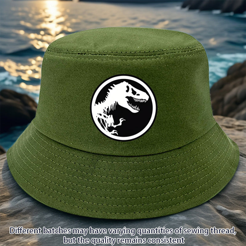 1pc Dinosaur Bone Print Bucket Hat, All-Season Lightweight Polyester Fisherman Cap with Toggle Closure, Machine Washable, Fitted Design - Multiple Colors Available