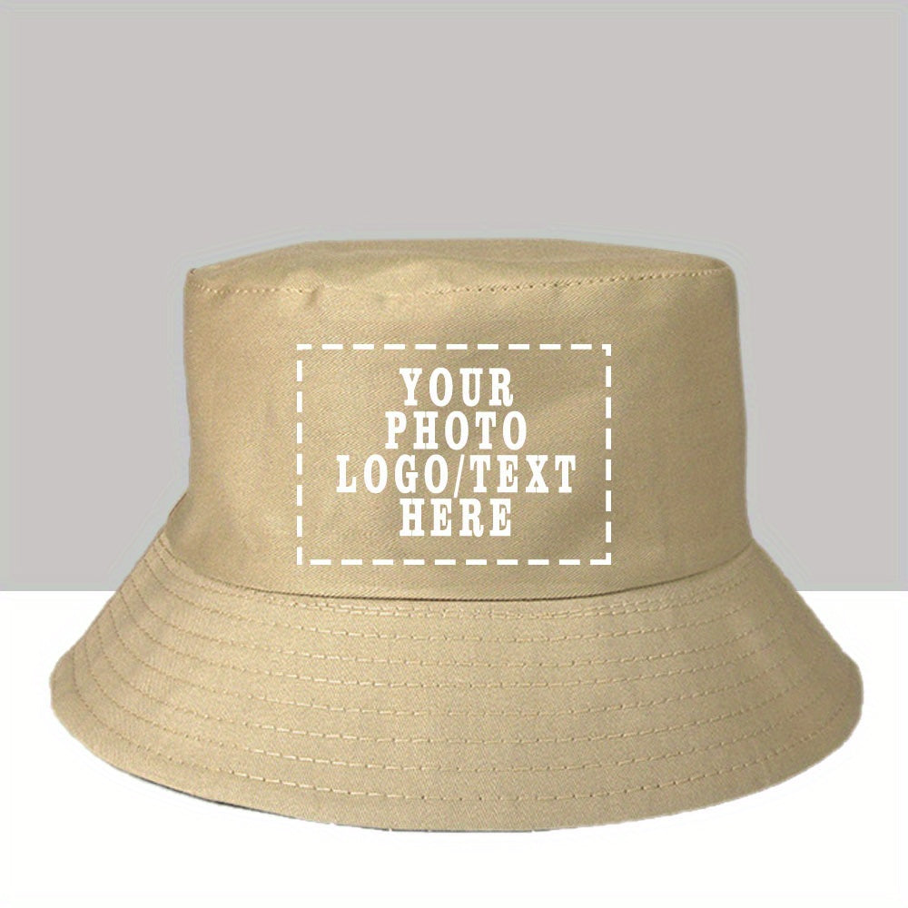 1pc Customizable Women'S Bucket Hat with Photo & Text - Lightweight, Durable Woven Material, Perfect for Outdoor Activities, Adjustable Fit for Hiking & Beach Wear, Beach Accessories