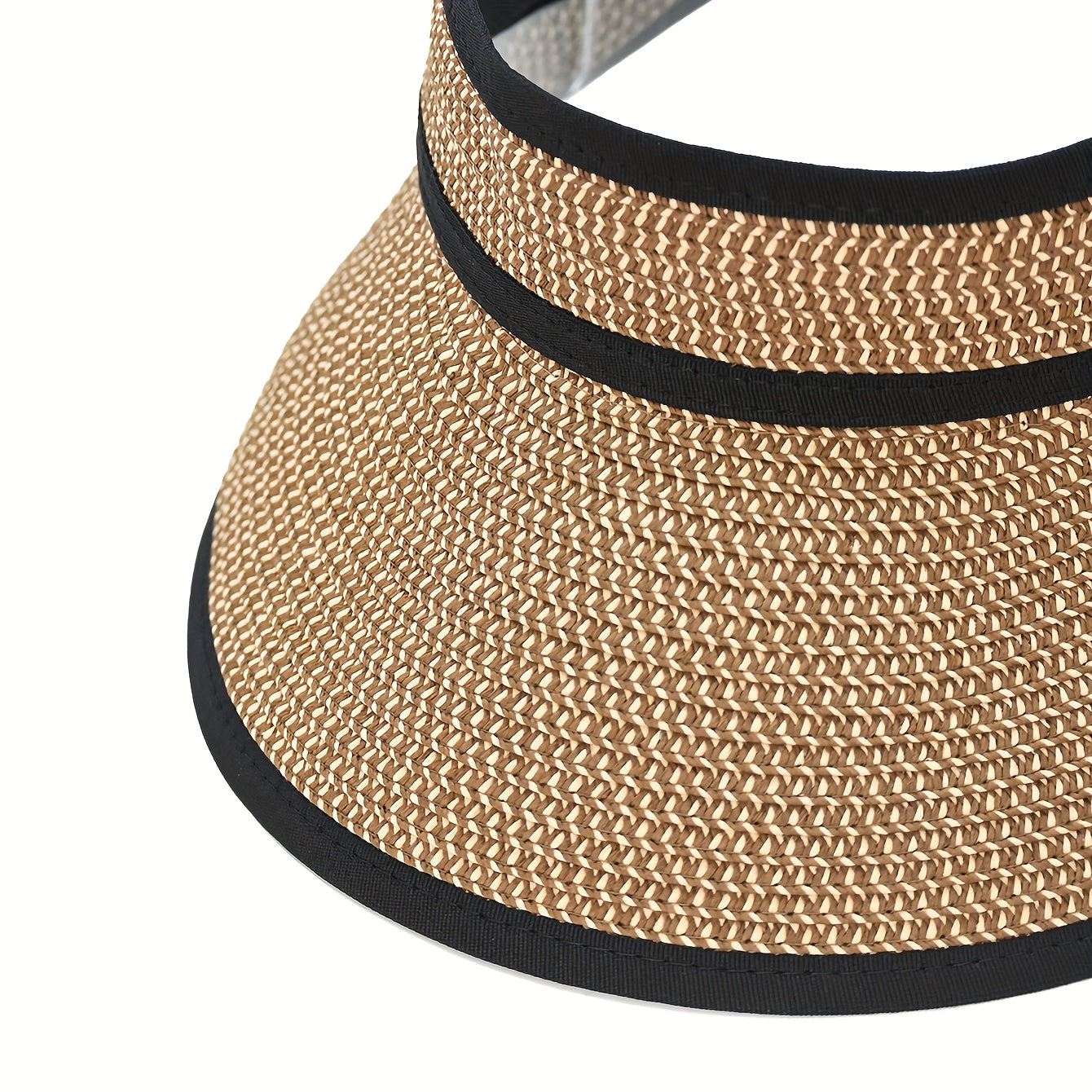 French Chic Adjustable Two-Tone Sun Hat - Lightweight Breathable Straw-Style Design with Hollow Top for Outdoor Travel, Camping, Beach & Picnics