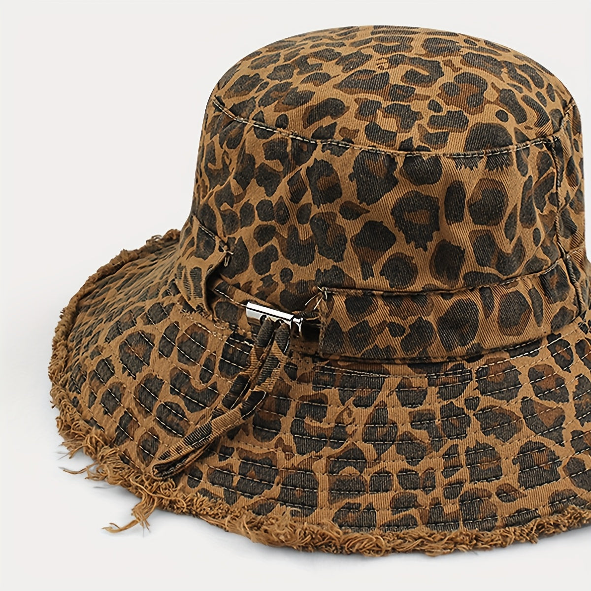 Leopard Bucket Hat Leopard Print Polyester Bucket Hat | Women's Fashion Embroidered with Adjustable Head Circumference Design, Wide Brim, Hand Wash or Dry Clean, Non-Stretch Fabric, Stylish and Versatile for Casual Wear