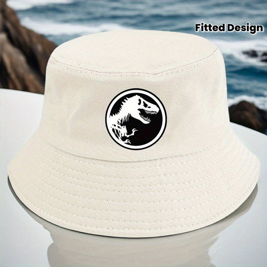 1pc Dinosaur Bone Print Bucket Hat, All-Season Lightweight Polyester Fisherman Cap with Toggle Closure, Machine Washable, Fitted Design - Multiple Colors Available