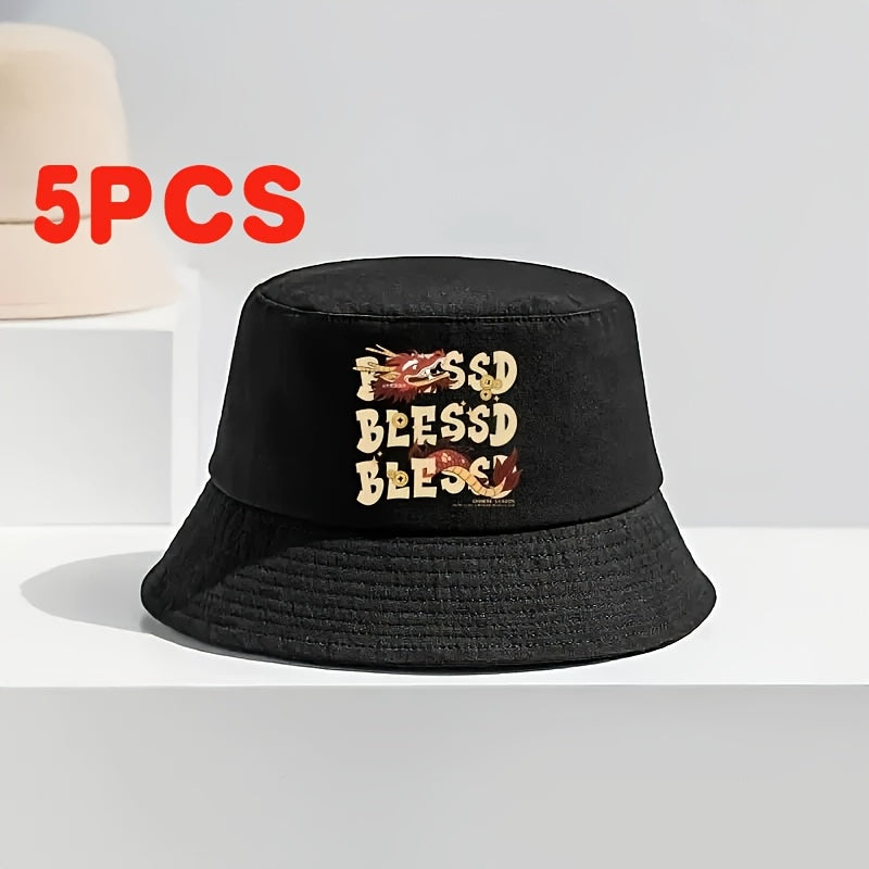 5pcs Customizable Men'S Bucket Hats - Personalized Design, Comfortable & Durable, Perfect for Outdoor Activities, Adjustable Fit, Breathable Fabric, Hand Wash Only, Outdoor Accessories | Adjustable Bucket Hat | Durable Hat