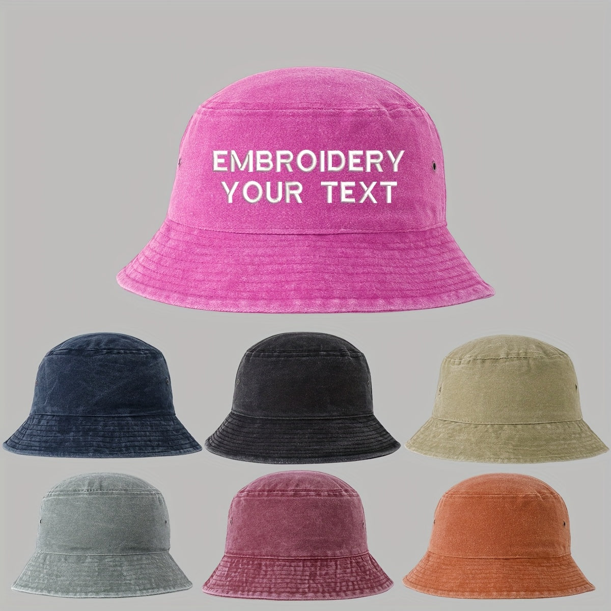 1pc Customizable Embroidered Bucket Hat - Breathable, Adjustable Fit for Outdoor Activities, Parties & Birthdays - Personalized Text Option, Black with White Lettering, Party Headwear, Casual Style, Durable Headgear