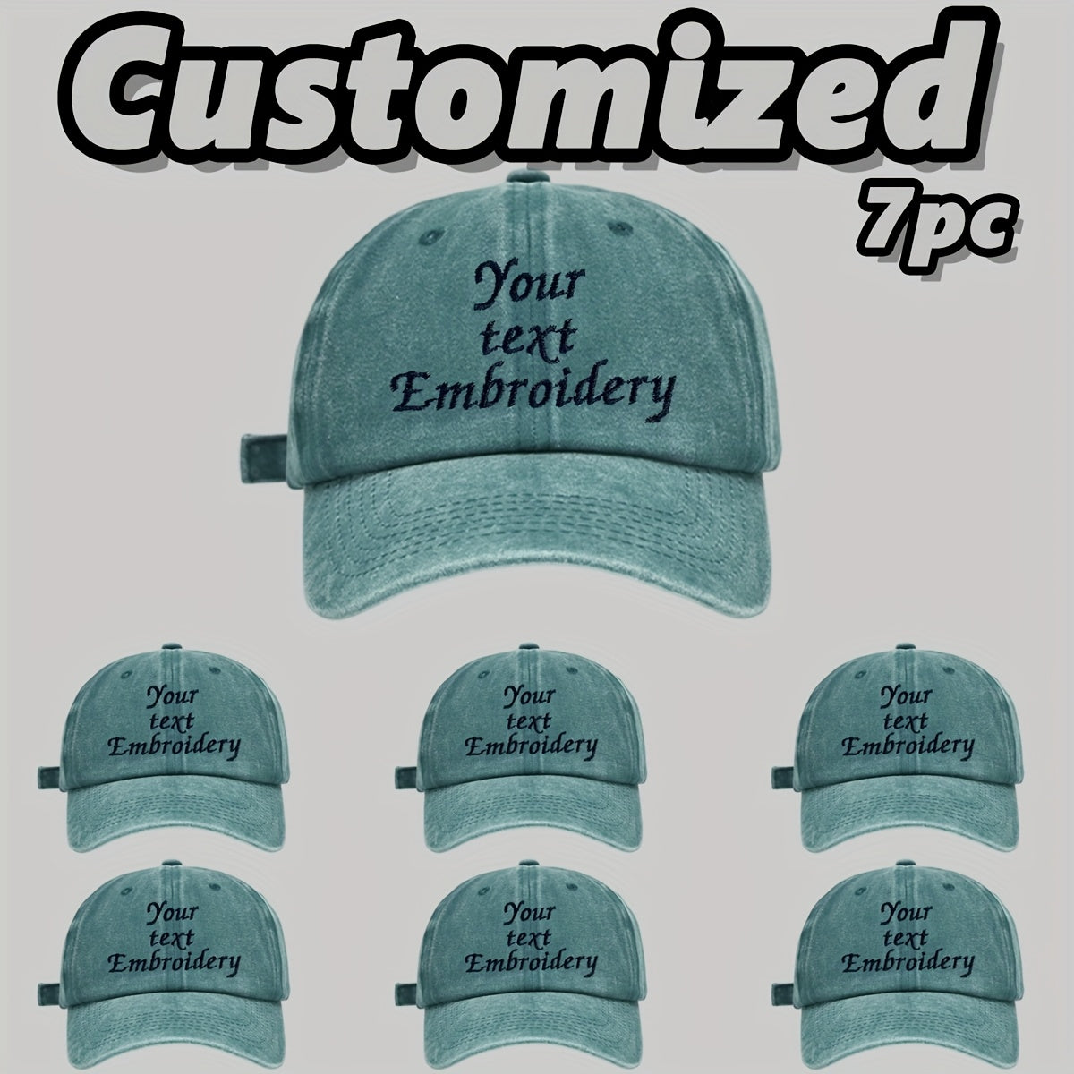 7pcs Customizable Baseball Caps with Embroidery - Adjustable, Breathable, Perfect for Parties, Camping & Weddings - Hand Wash or Dry Clean, Casual Wear Cap|Custom Embroidery Cap|Breathable Fabric Cap
