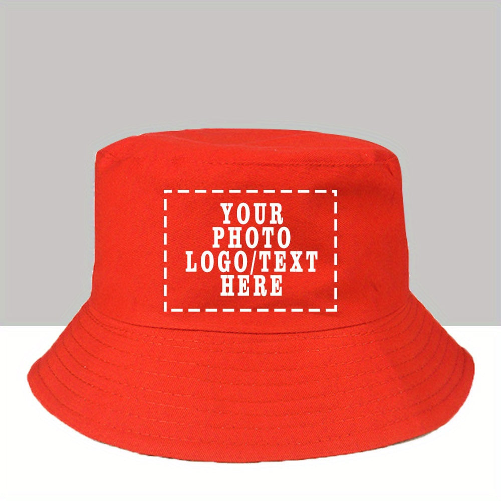 1pc Customizable Women'S Bucket Hat with Photo & Text - Lightweight, Durable Woven Material, Perfect for Outdoor Activities, Adjustable Fit for Hiking & Beach Wear, Beach Accessories