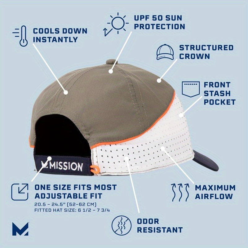 MISSION Cooling Summit Hat - 50 & 2-Hour Cooling Technology, Lightweight Adjustable Snapback Cap with HydroActive Wet-to-Cool System, Unisex Outdoor Sports & Wedding Hat for Men & Women, Breathable Vents, One-Size-Fits-All (20.5-24.5\