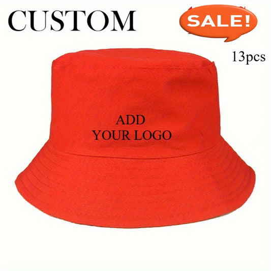 13pcs Customizable Wide-Brimmed Bucket Hats for Men & Women - Breathable, Adjustable Snap Closure, All-Season Outdoor Hats with Personalized Text & Patterns for Camping, Fishing, Travel, Music Festivals, Festive Headwear, Durable Headgear