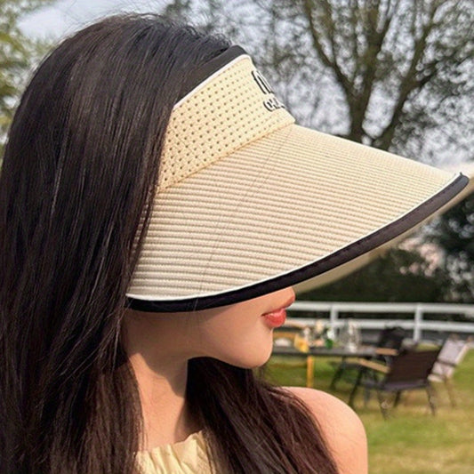 2025 New Fashionable And High-End Summer Sun Visor Hat for Women, Versatile with a Large Brim That Makes The Face Appear Smaller, Suitable for Casual Sports And Breathable, Foldable.