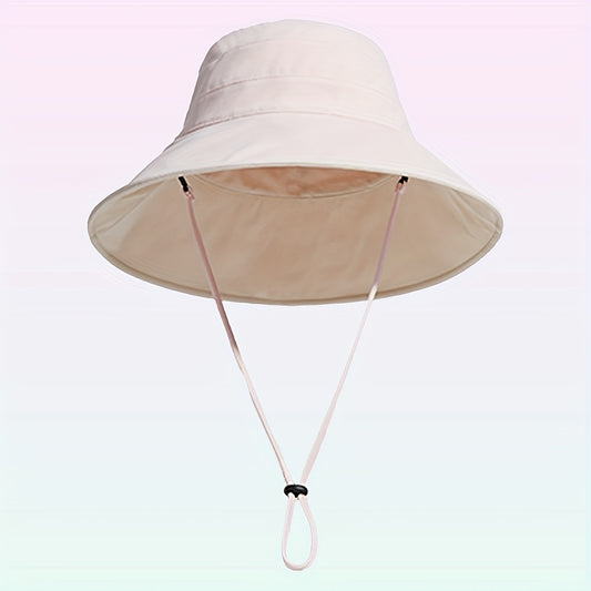 5pcs AOWUUC Women's Double-Sided Quick-Dry Fisherman Hats - Reversible Black & Beige, Lightweight Sun Protection with Adjustable Drawstring, Compact Foldable Design for Outdoor Camping, Beach, Hiking, Beach Hat | Casual Headwear | Durable Headgear