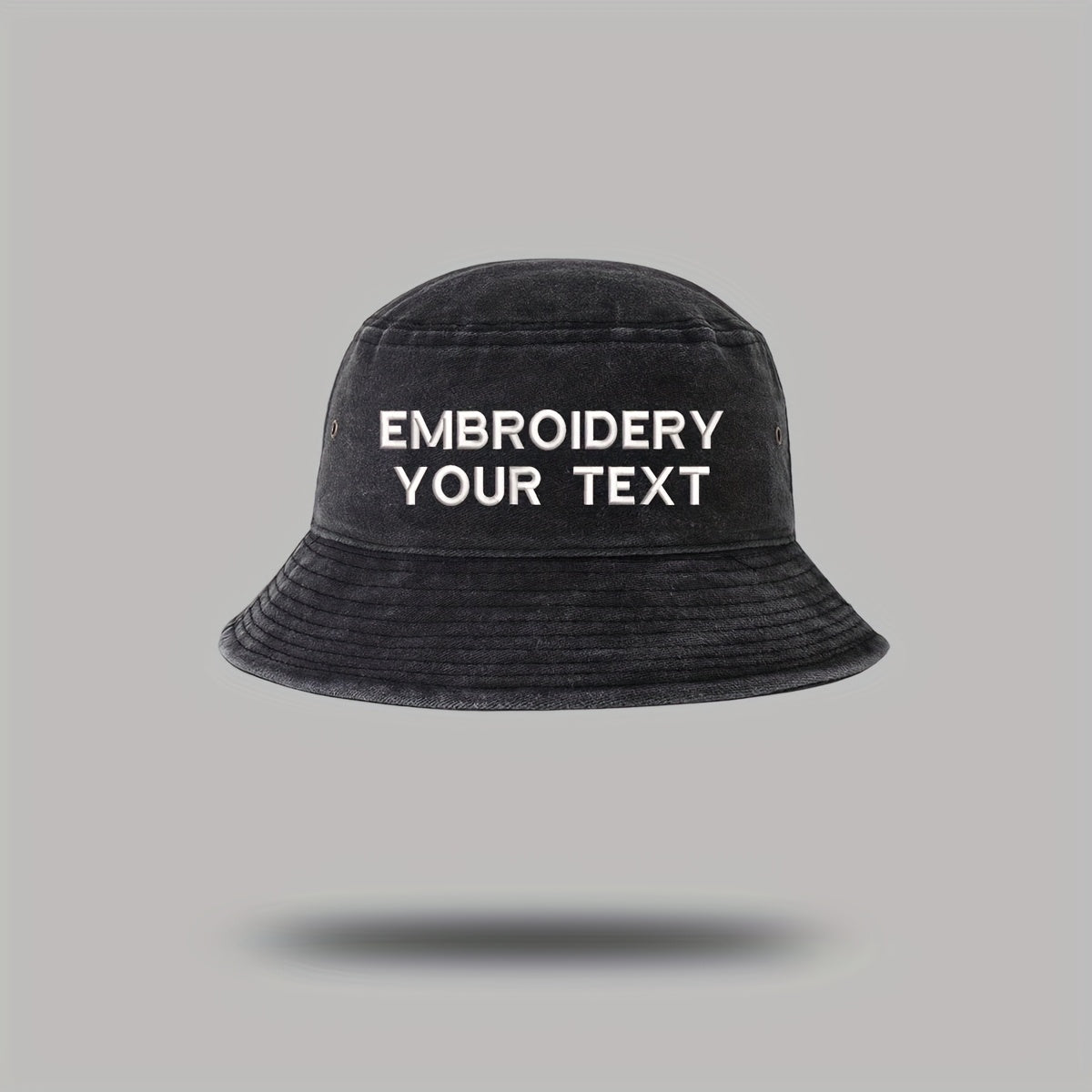 1pc Customizable Embroidered Bucket Hat - Breathable, Adjustable Fit for Outdoor Activities, Parties & Birthdays - Personalized Text Option, Black with White Lettering, Party Headwear, Casual Style, Durable Headgear