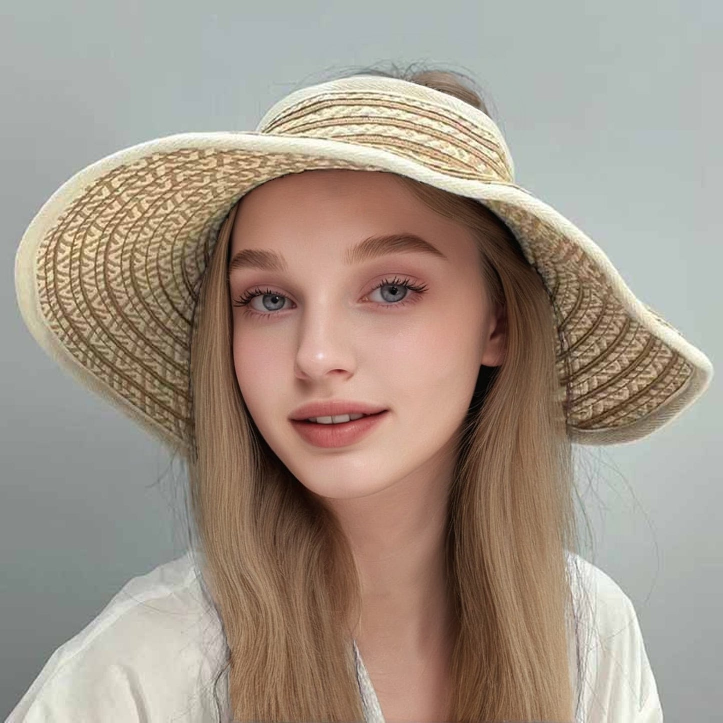 Stylish Sun Hat Lightweight Foldable Women's Wide Brim Sun Hat | Black & White Geometric Pattern, Breathable Summer Beach Hat for Outdoor Activities, Vacation Accessories, Stylish Durable Headwear