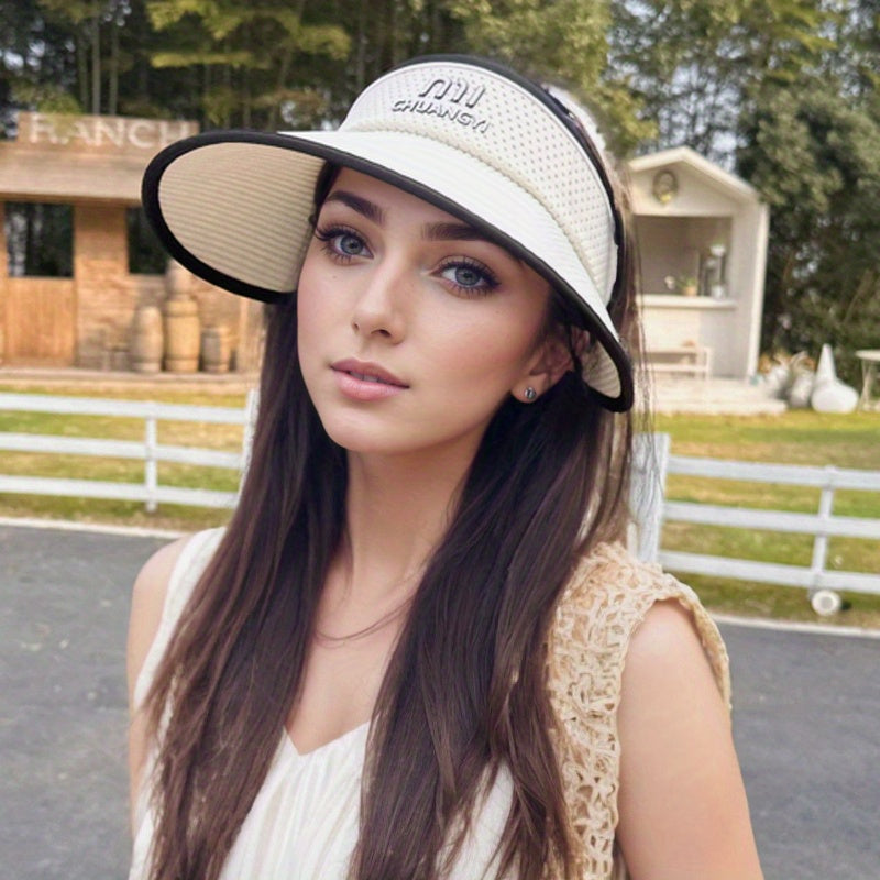 2025 New Fashionable And High-End Summer Sun Visor Hat for Women, Versatile with a Large Brim That Makes The Face Appear Smaller, Suitable for Casual Sports And Breathable, Foldable.