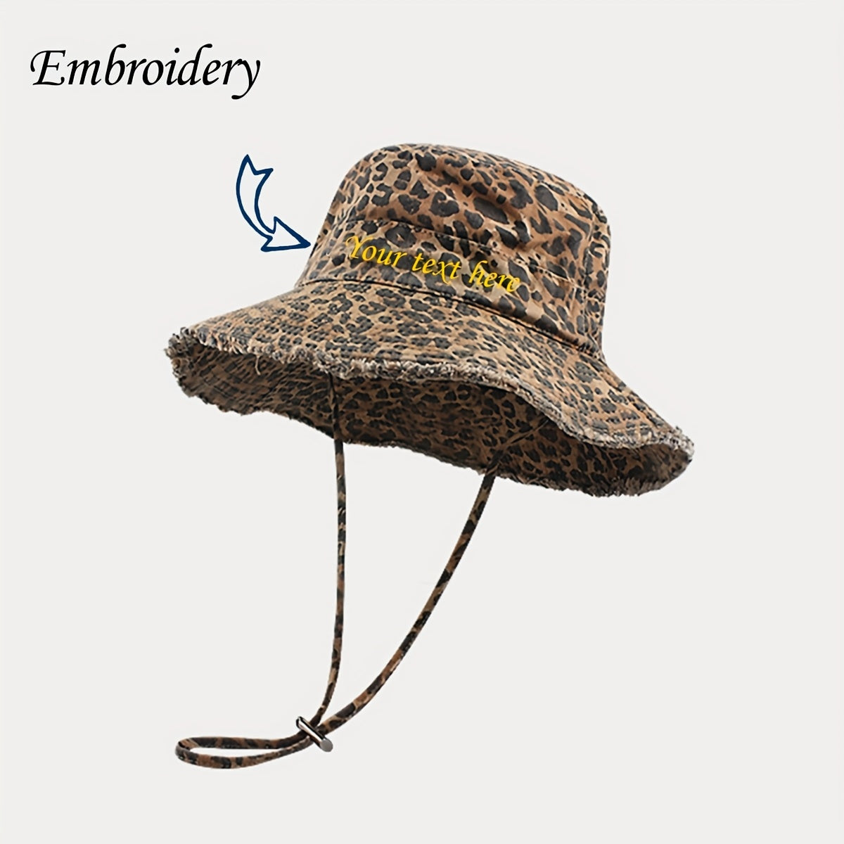 Leopard Bucket Hat Leopard Print Polyester Bucket Hat | Women's Fashion Embroidered with Adjustable Head Circumference Design, Wide Brim, Hand Wash or Dry Clean, Non-Stretch Fabric, Stylish and Versatile for Casual Wear