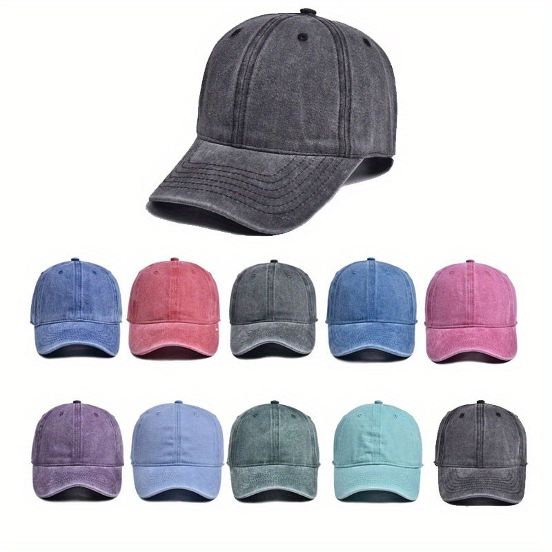 10pcs Vintage Washed Baseball Cap Set, Men's Logo Advertising Hat, Women's Soft Top Distressed Fisherman Hat