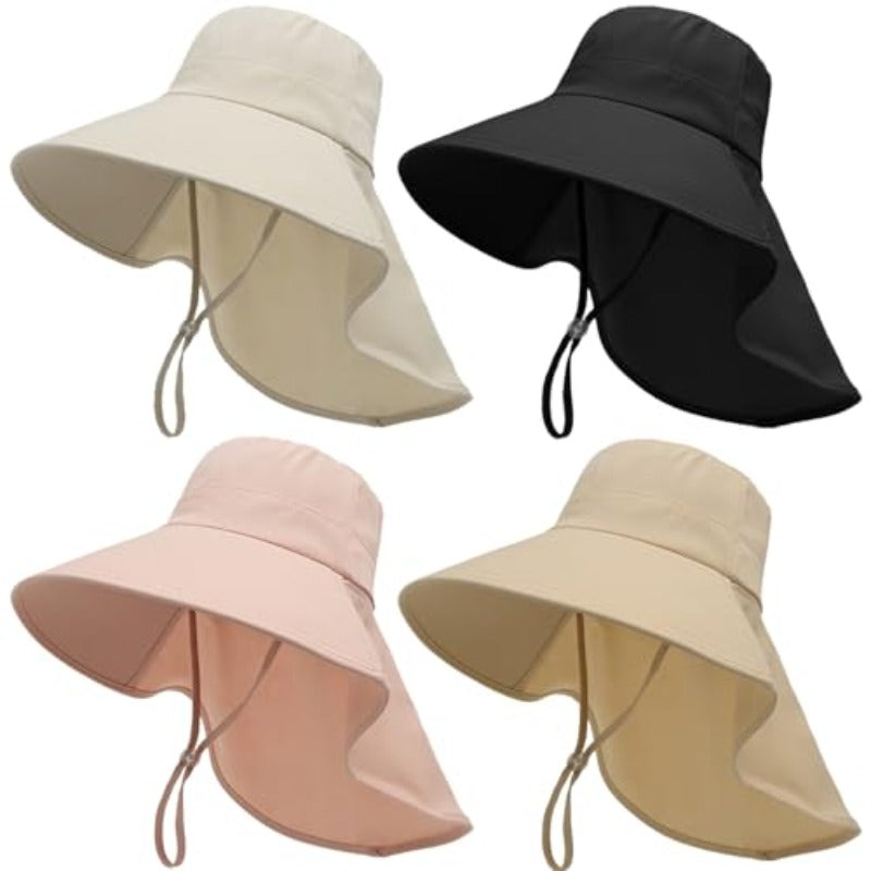 MULIMU 4 Pack Women's Hats Sun Hats Foldable Fishing Hat Women's Visors Wide Brim Sun Hat UV Sun Protection Caps Beach Camping Hiking Black