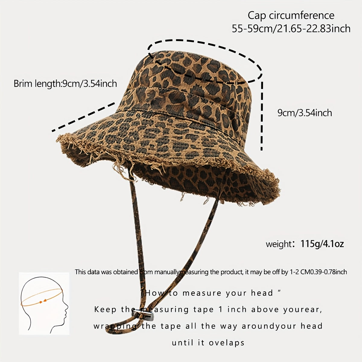 Leopard Bucket Hat Leopard Print Polyester Bucket Hat | Women's Fashion Embroidered with Adjustable Head Circumference Design, Wide Brim, Hand Wash or Dry Clean, Non-Stretch Fabric, Stylish and Versatile for Casual Wear