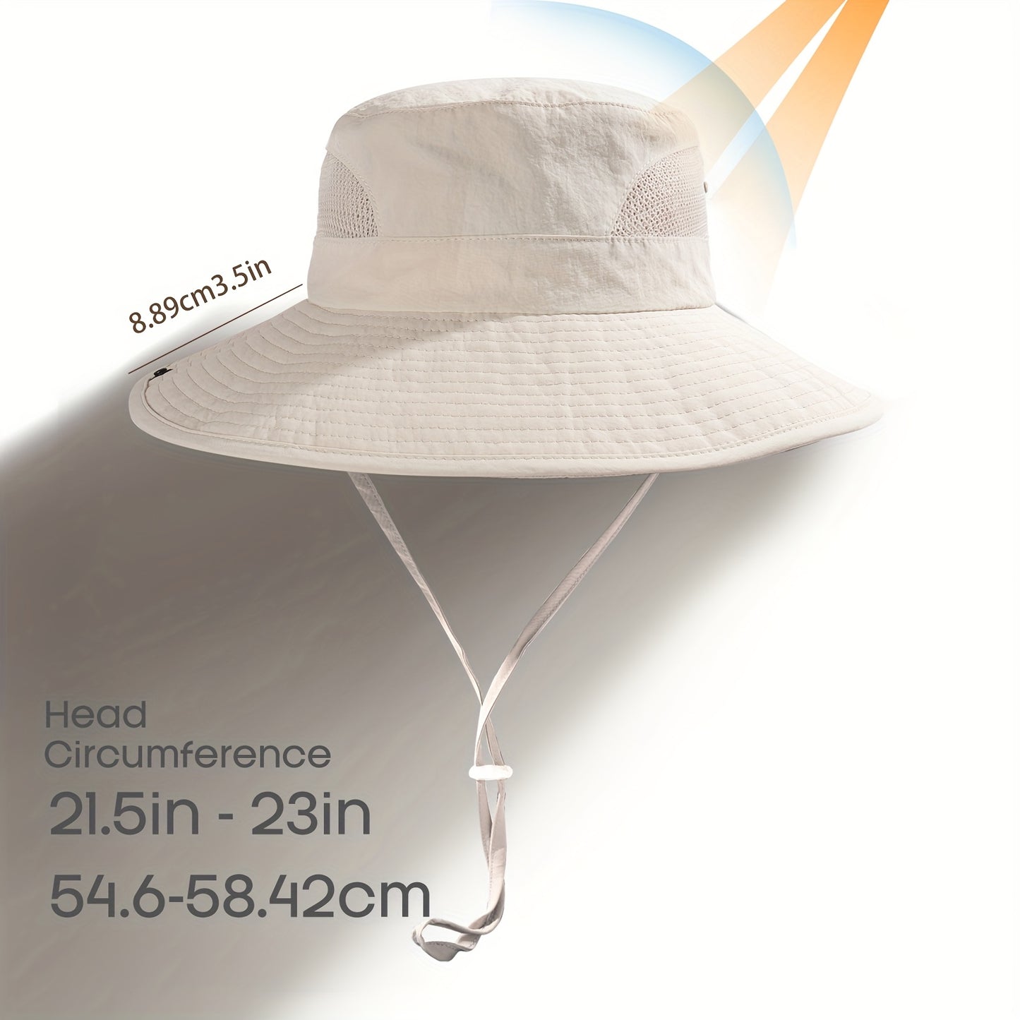 2pcs Women's Wide Brim Sun Hats with Ponytail Hole - Light Gray Breathable Mesh Bucket Hat for Beach, Hiking, Fishing & Outdoor Summer Sunshade, Foldable Design, Hat for, Beach Sunshade, Stylish Bucket Hat, Construction, Secure Fit Elastic