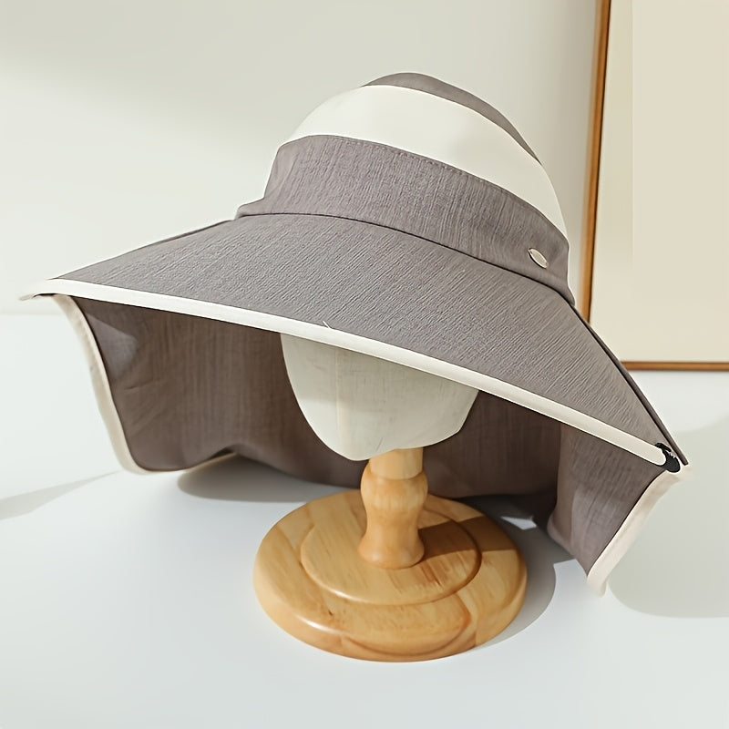 2pcs Women's Lightweight Breathable Sun Visor Hats - Wide Brim, Two-Tone Khaki & Cream, Foldable Design for Outdoor Activities, Camping, Travel, and Fishing