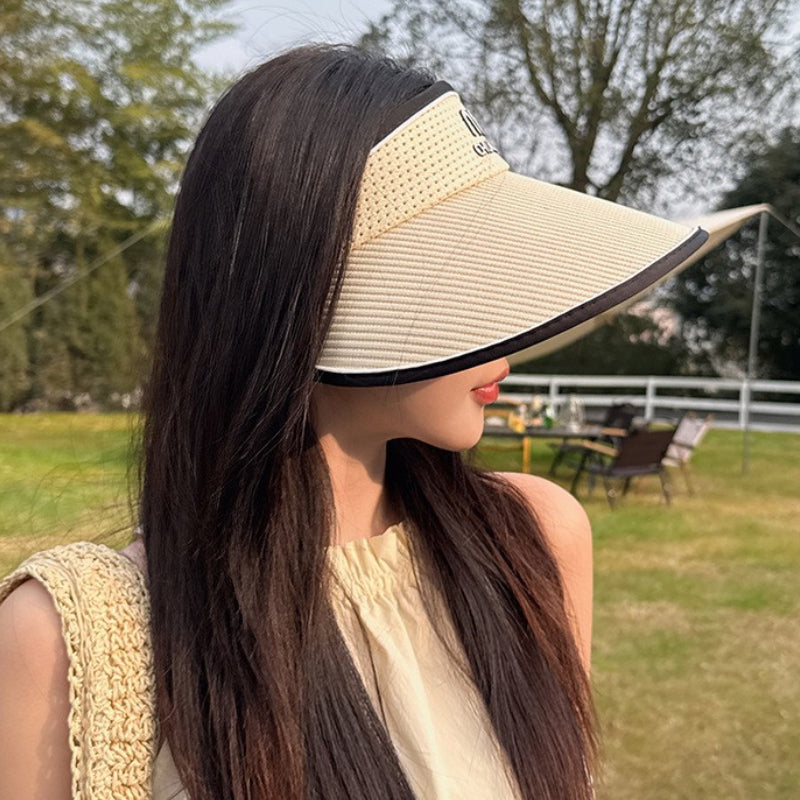 2025 New Fashionable And High-End Summer Sun Visor Hat for Women, Versatile with a Large Brim That Makes The Face Appear Smaller, Suitable for Casual Sports And Breathable, Foldable.