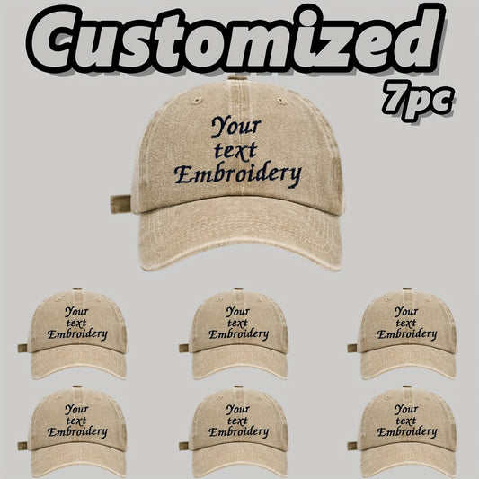 7pcs Customizable Baseball Caps with Embroidery - Adjustable, Breathable, Perfect for Parties, Camping & Weddings - Hand Wash or Dry Clean, Casual Wear Cap|Custom Embroidery Cap|Breathable Fabric Cap