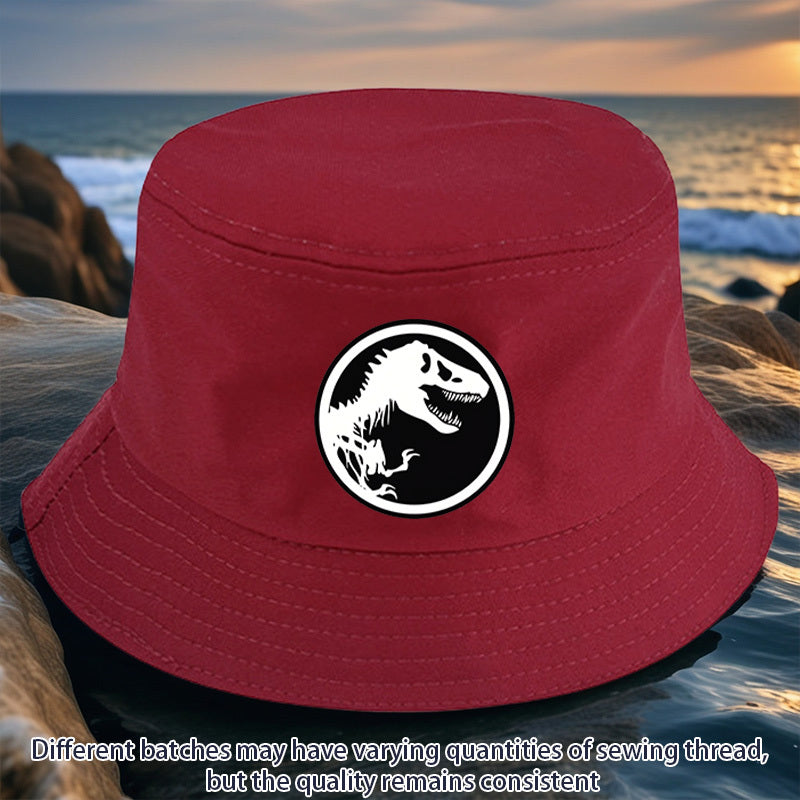 1pc Dinosaur Bone Print Bucket Hat, All-Season Lightweight Polyester Fisherman Cap with Toggle Closure, Machine Washable, Fitted Design - Multiple Colors Available