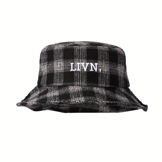 1pc Red Plaid Bucket Hat - Double-Sided Wear, Moisture-Wicking Polyester, Adjustable Toggle Closure, Ideal for Outdoor Hiking, Beach, Street Art, and Sports, Outdoor Bucket Hat | Plaid Pattern Hat | Polyester Hat