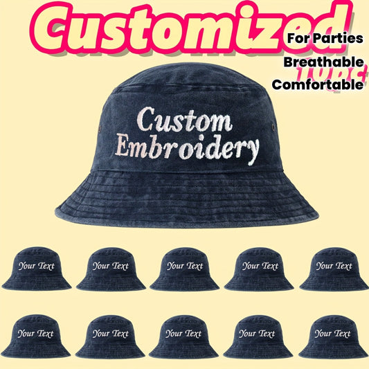 10pcs Customizable Bucket Hats with Embroidery - Soft Pink, Breathable Fabric, Adjustable Drawstring, Perfect for Parties, Camping & Weddings, Party Accessories, Fantasy Theme, Comfortable Fit