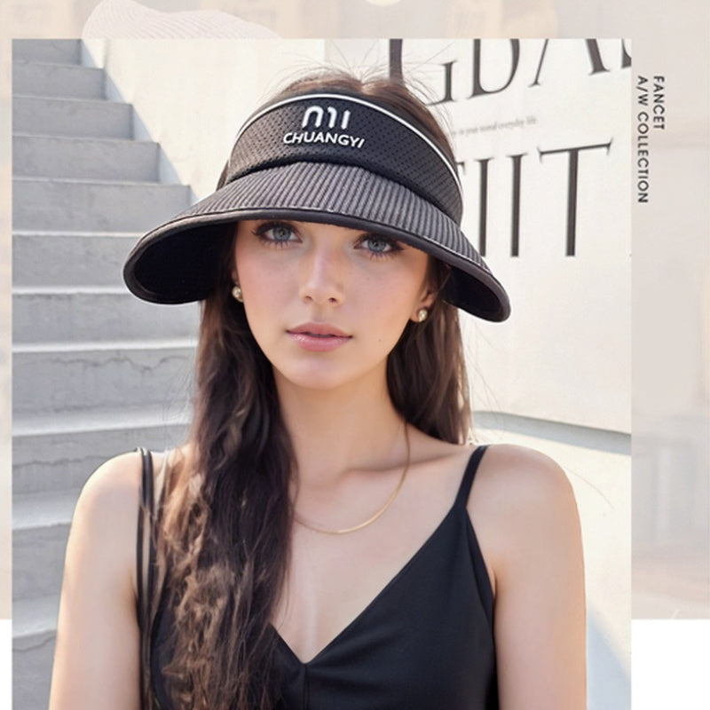 2025 New Fashionable And High-End Summer Sun Visor Hat for Women, Versatile with a Large Brim That Makes The Face Appear Smaller, Suitable for Casual Sports And Breathable, Foldable.